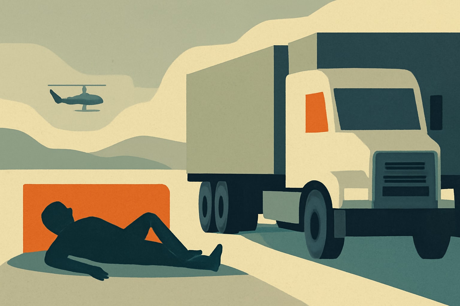 Editorial illustration for: Basic Trainee at Fort Sill Struck and Killed by Semi-Truck