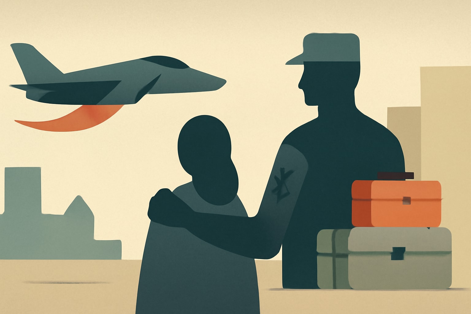 Editorial illustration for: Navy Families Evacuated from Bahrain Struggle to Retrieve Belongings