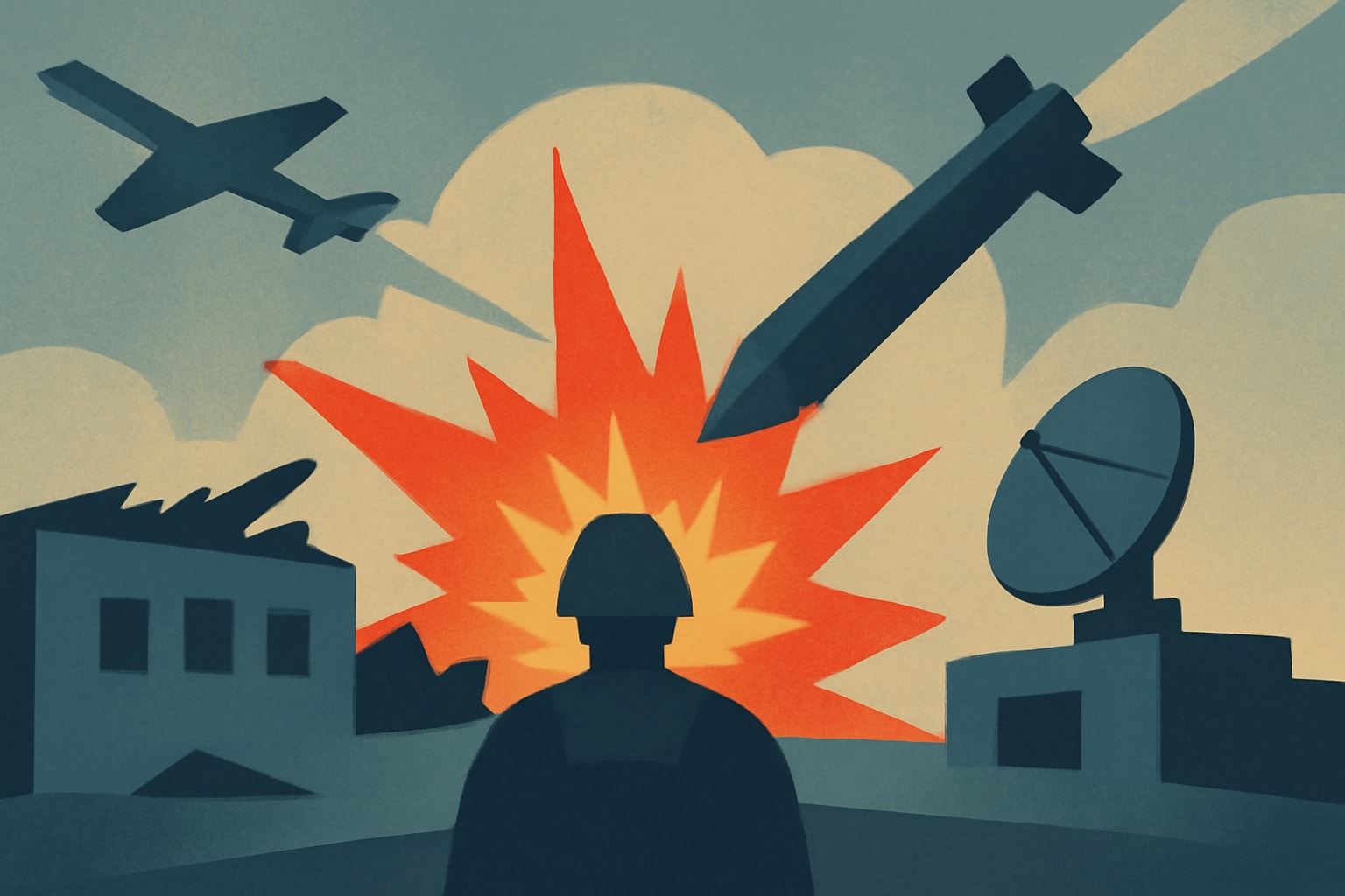 Editorial illustration for: Iranian Strikes Cause Significant Damage to U.S. Military Infrastructure