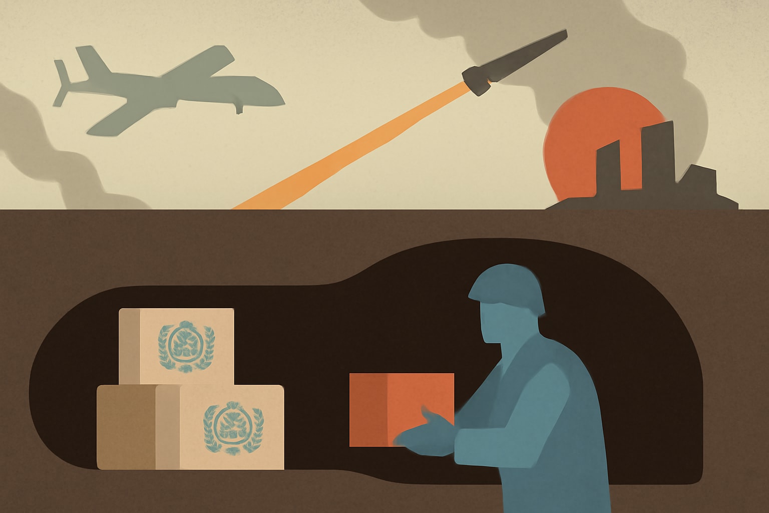 Editorial illustration for: UN Weighs Moving Ukraine Aid Supplies Underground to Avoid Strikes