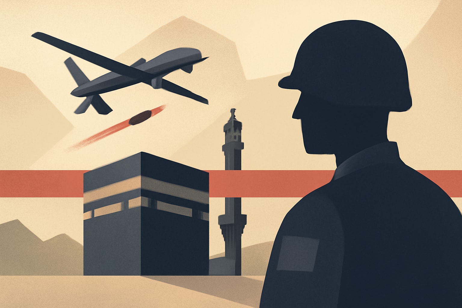 Editorial illustration for: Saudi Arabia Calls Attempted Attack on Mecca a ‘Red Line’