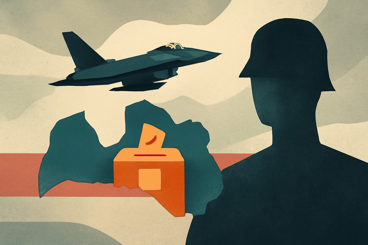 Editorial illustration for: Germany Deploys Fighter Jets to Latvia Amid Election Security Concerns