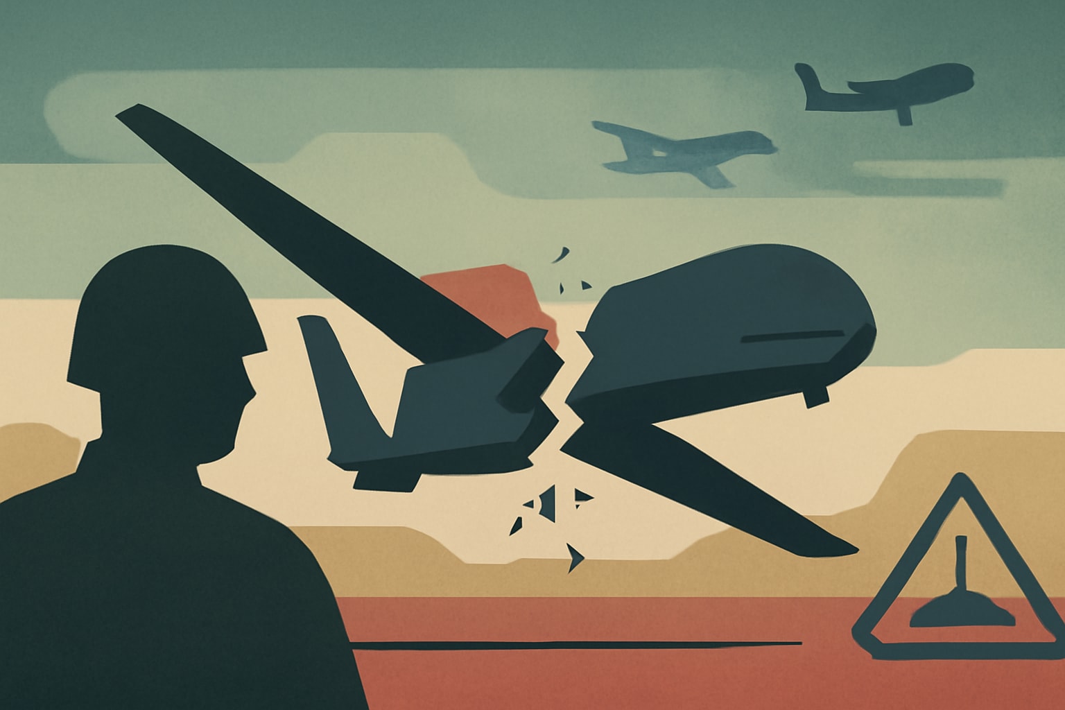 Editorial illustration for: Japanese Global Hawk Drone Crash Cuts Fleet by One-Third