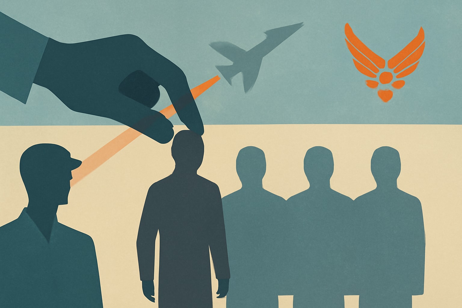 Editorial illustration for: Air Force Plans to Rehire Over 4,300 Positions After Job Cuts