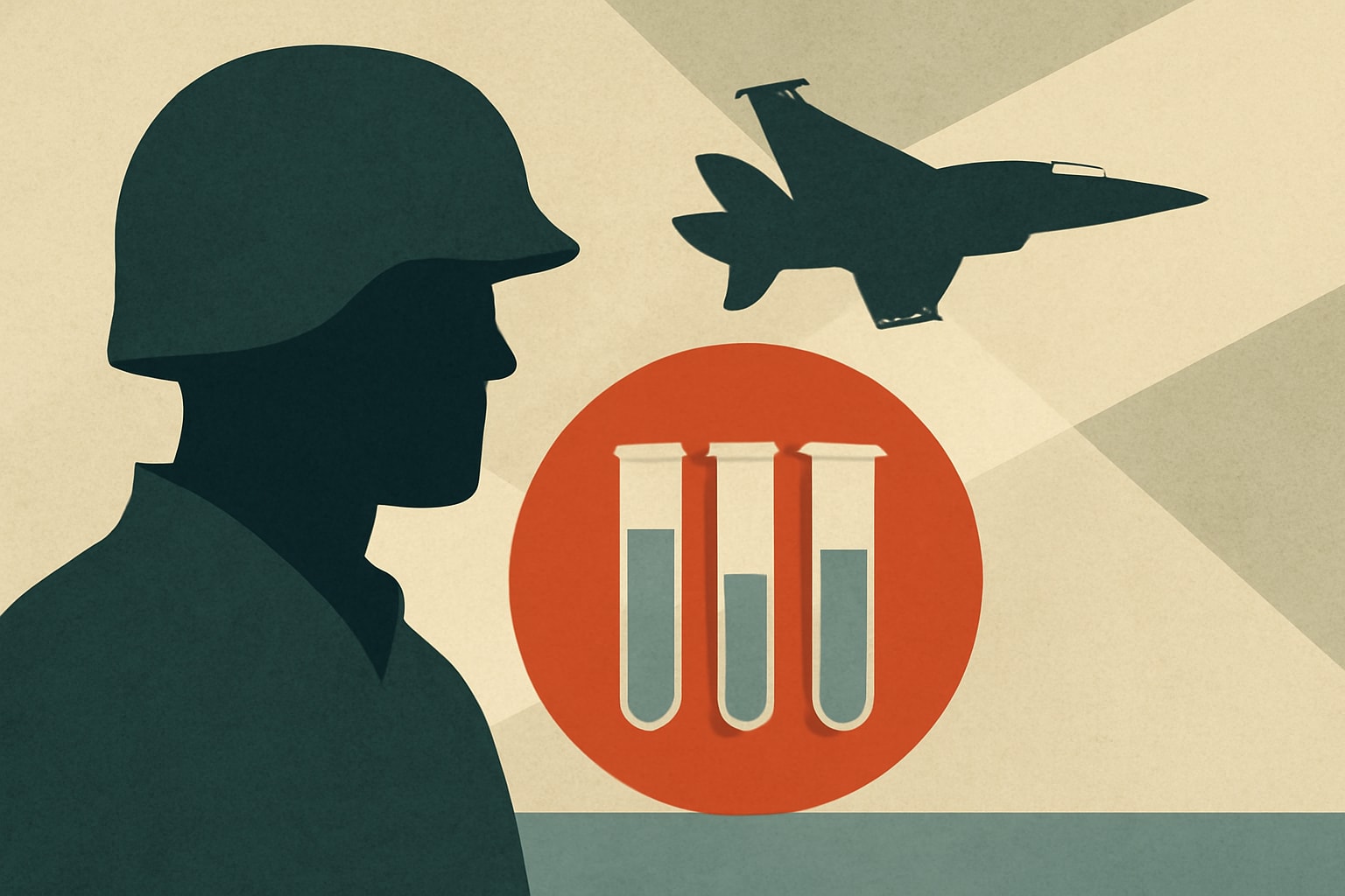 Editorial illustration for: Study Finds ‘Forever Chemicals’ Levels Higher in Younger Veterans
