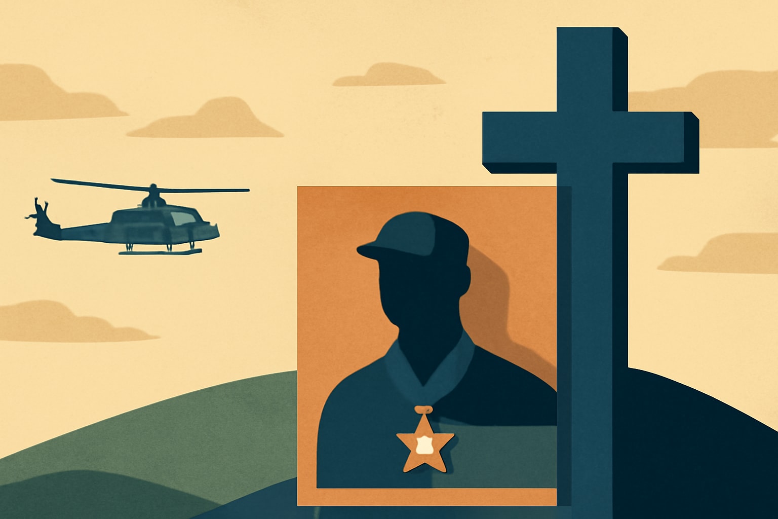 Editorial illustration for: Plaque on Mount Soledad Honors Medal of Honor Recipient John Chapman