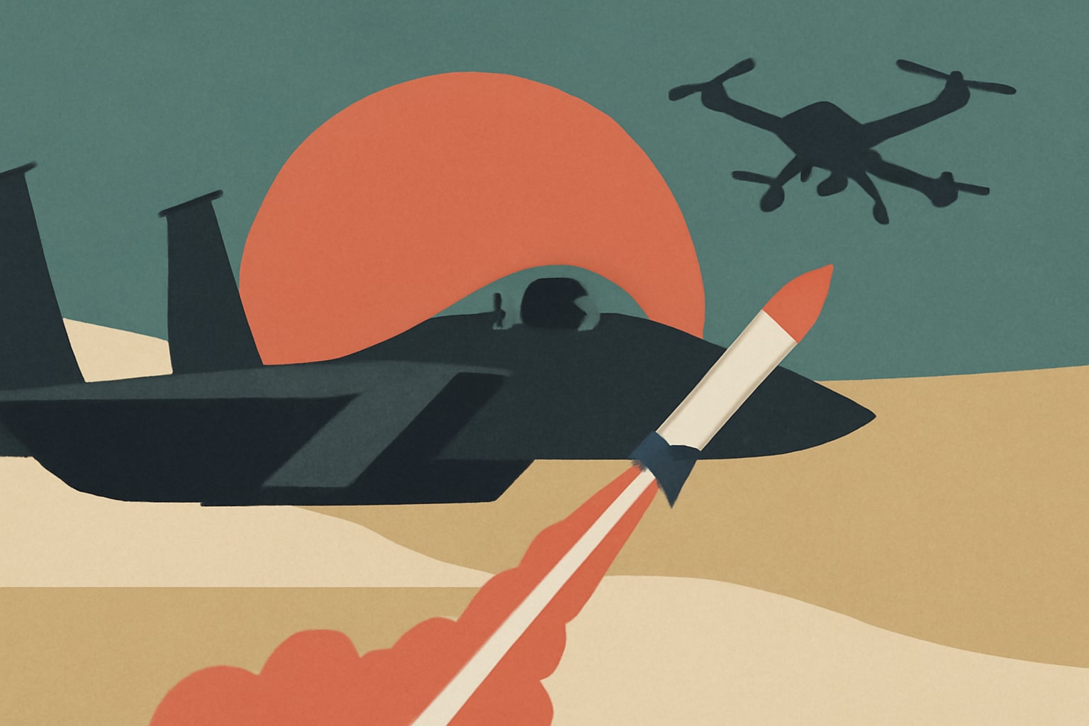 Editorial illustration for: Air Force Equips F-15s in the Middle East with Drone-Busting Rockets