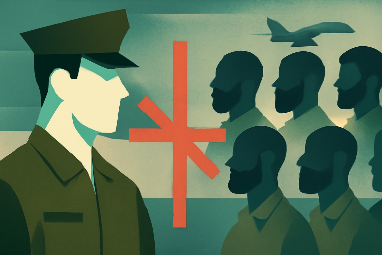 Editorial illustration for: New Pentagon Policy Could Force Out 16,000 Troops with Medical Shaving Waivers