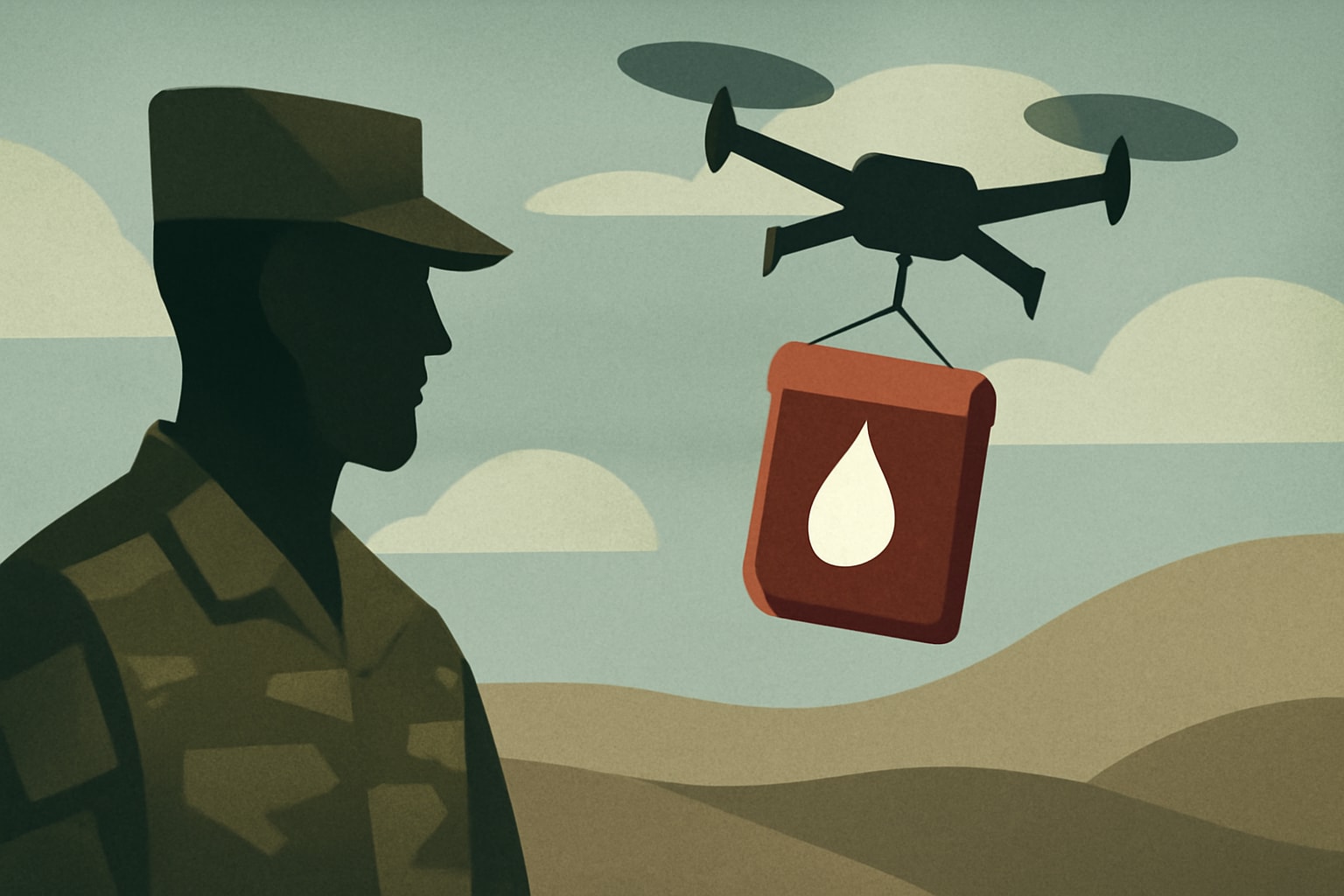 Editorial illustration for: U.S. Army Pursues Innovative Drones for Blood Supply Delivery