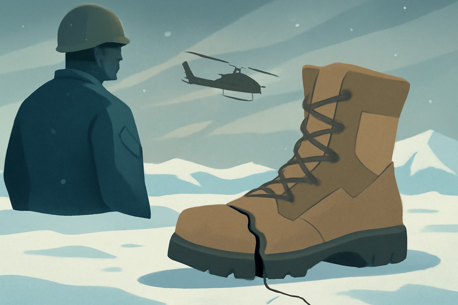 Editorial illustration for: Marine Corps Cold-Weather Boots Fail Quality Tests in Arctic Conditions