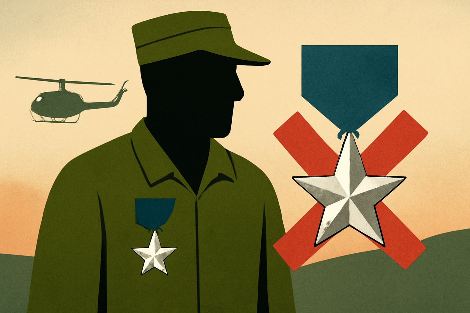 Editorial illustration for: Vietnam War Veteran Admits to Falsifying Silver Star for VA Benefits