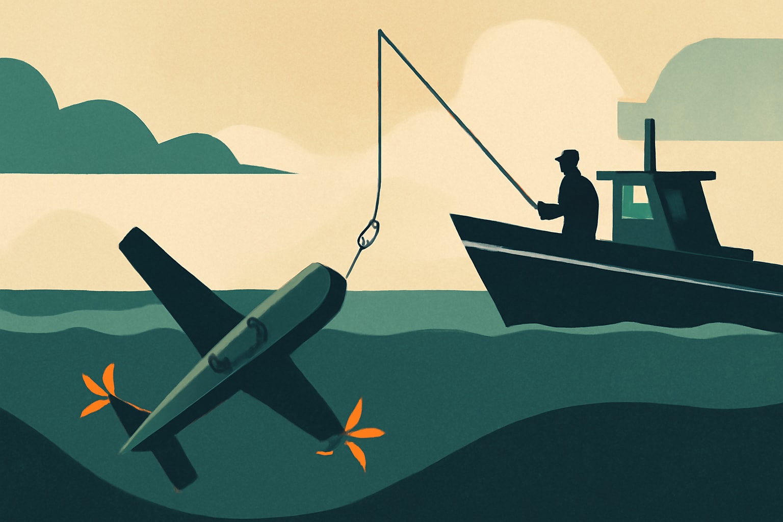 Editorial illustration for: Fishing Charter Recovers Air Force LUCAS Drone Off Florida Coast