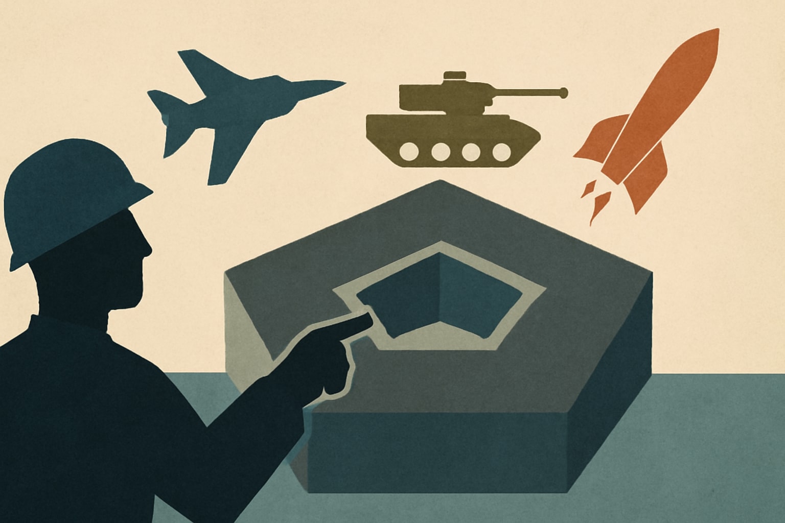 Editorial illustration for: Pentagon Requests Defense Contractors to Boost Weapons Production