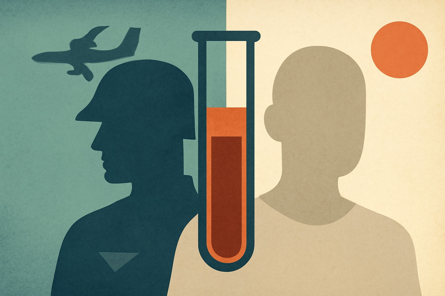 Editorial illustration for: Veterans Exhibit Higher Blood Levels of PFAS Than Civilians, Study Finds