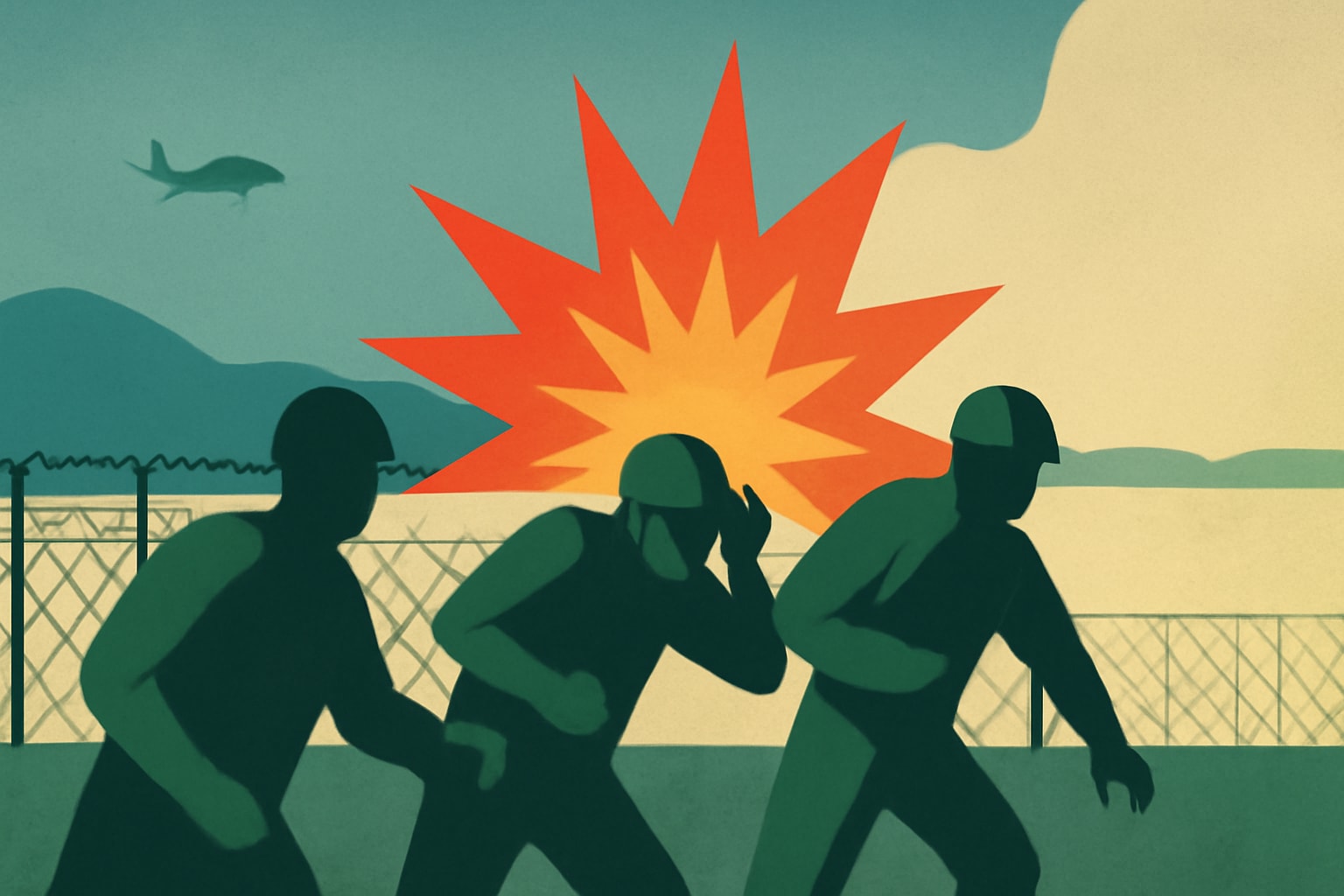 Editorial illustration for: Explosion Injures 3 South Korean Military Officers Inside DMZ Bordering North Korea