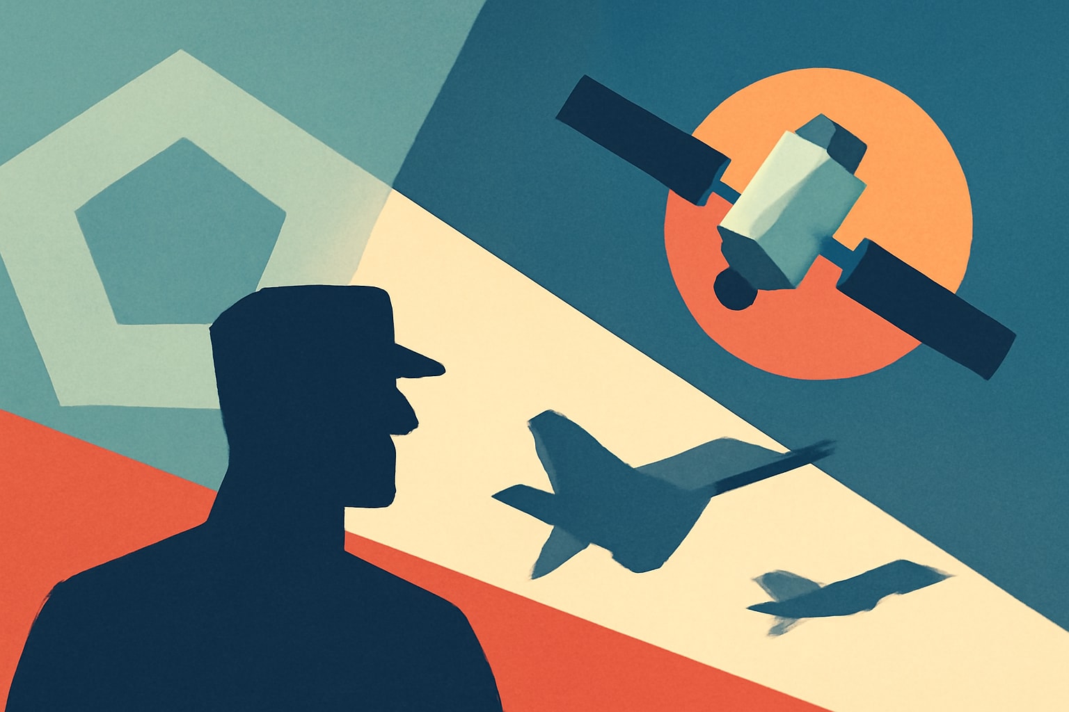 Editorial illustration for: Pentagon Awards Contracts to Northrop Grumman and True Anomaly for Recon Satellites