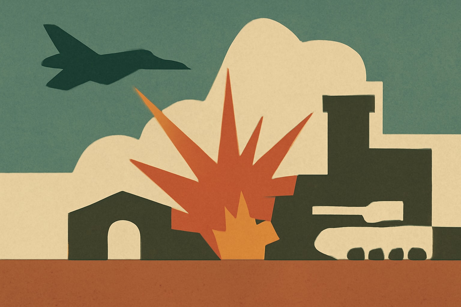 Editorial illustration for: Iranian Strikes Cause Significant Damage to U.S. Military Infrastructure