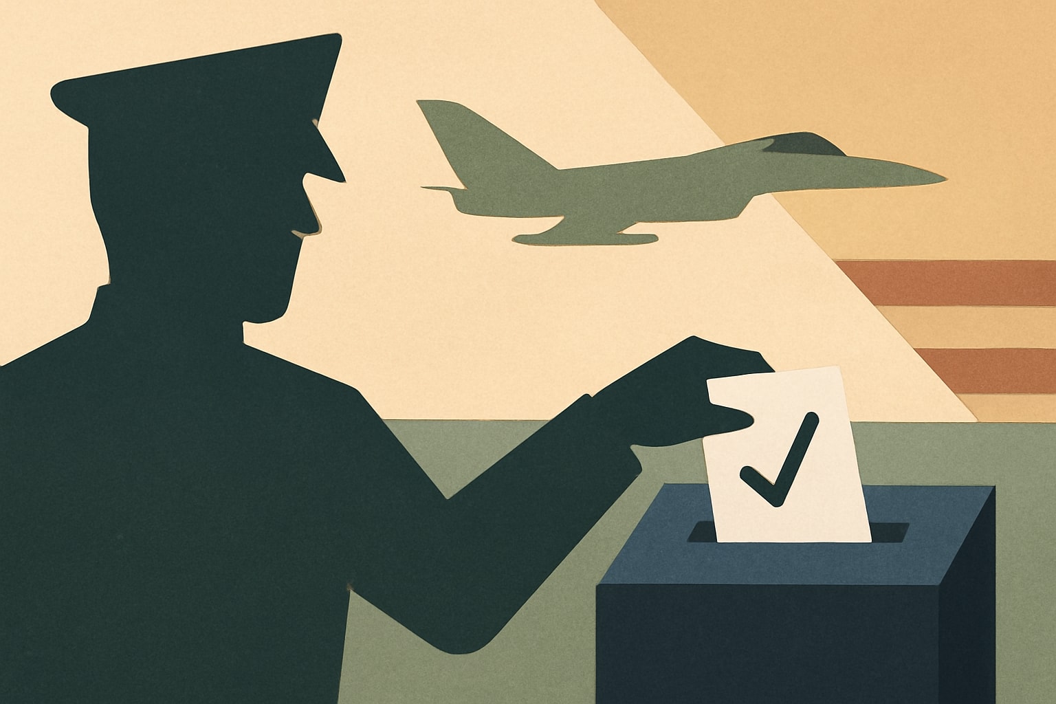 Editorial illustration for: Retired Generals Urge Trust in U.S. Elections