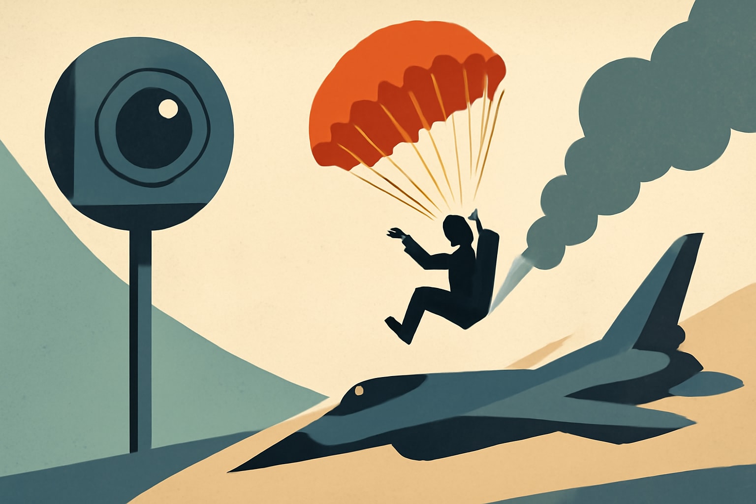 Editorial illustration for: Thunderbird’s 360-Degree Camera Captures Pilot’s Safe Ejection During Crash