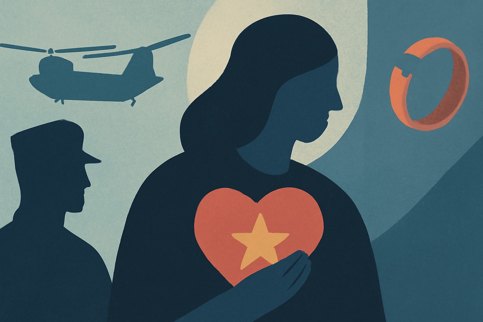 Editorial illustration for: Gold Star Spouse Advocates for Love Lives On Act Amid Remarriage Concerns