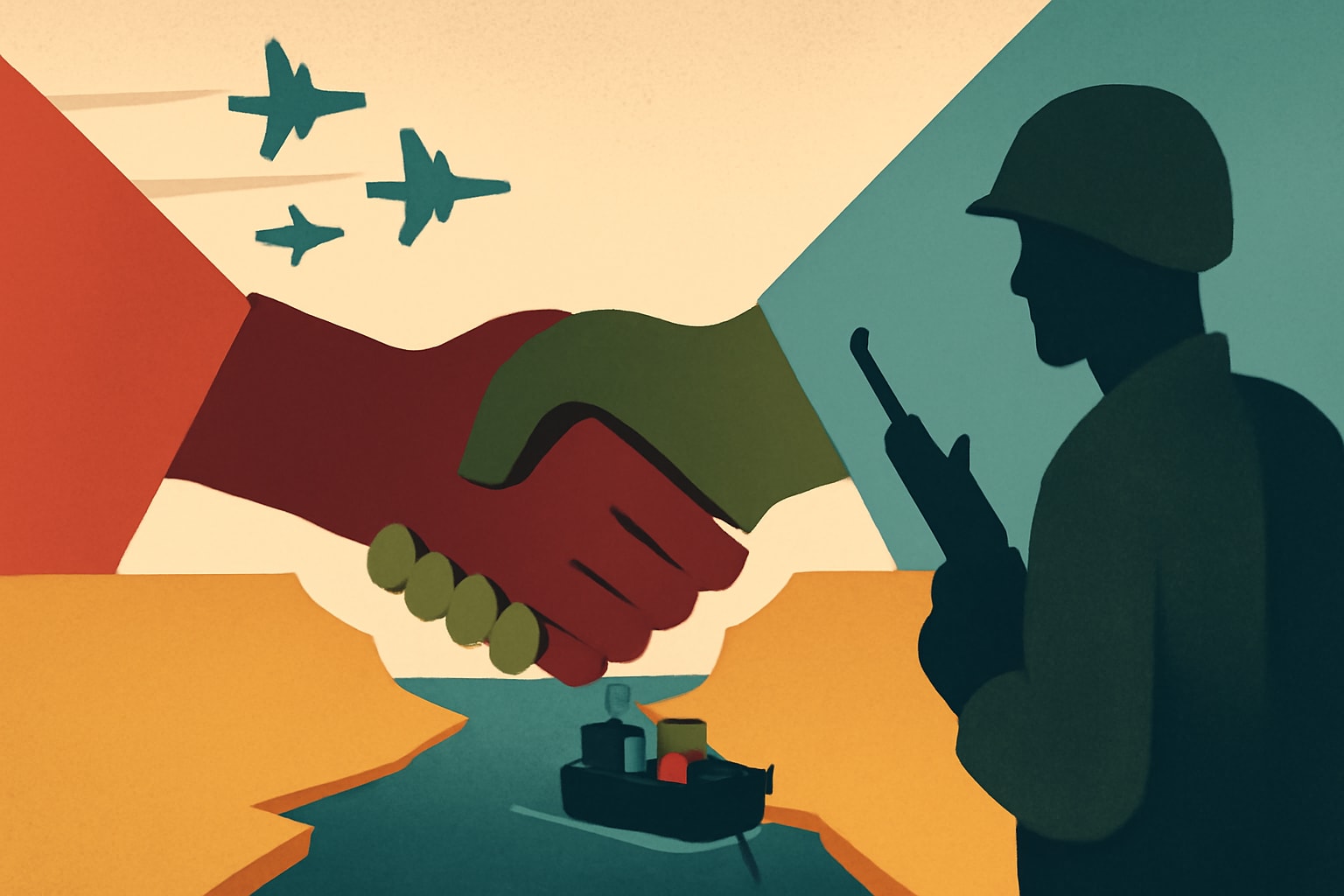 Editorial illustration for: Iran Proposes a Deal to Reopen the Strait of Hormuz in 7 Days
