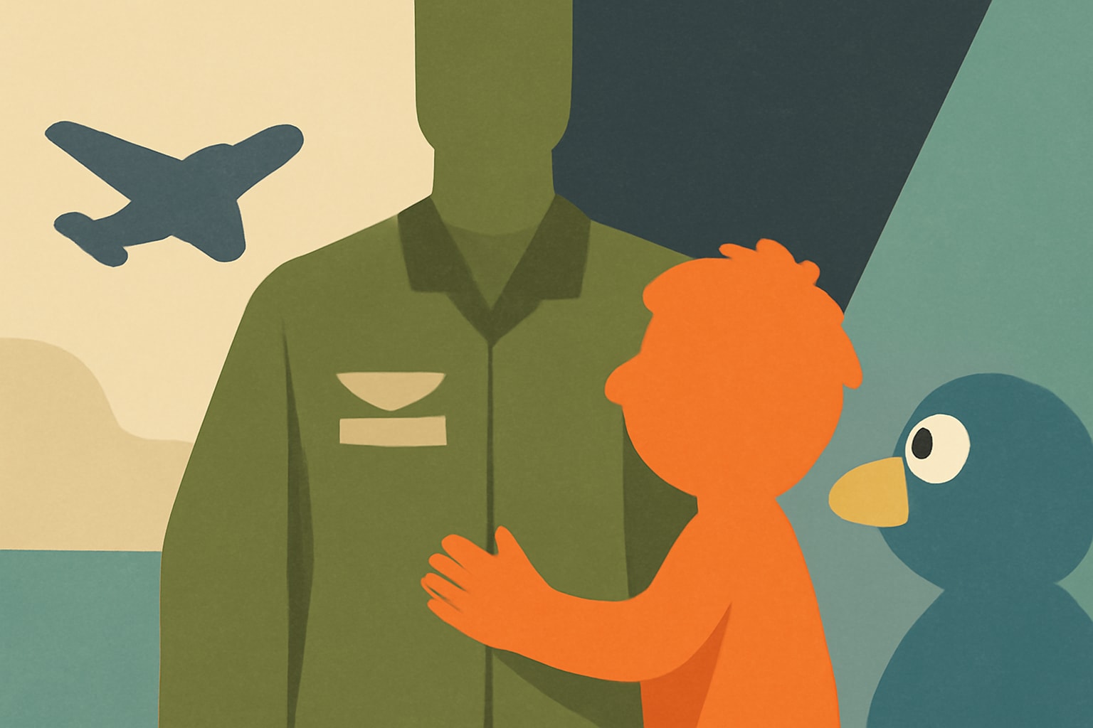 Editorial illustration for: New Sesame Street Programming Supports Military Kids