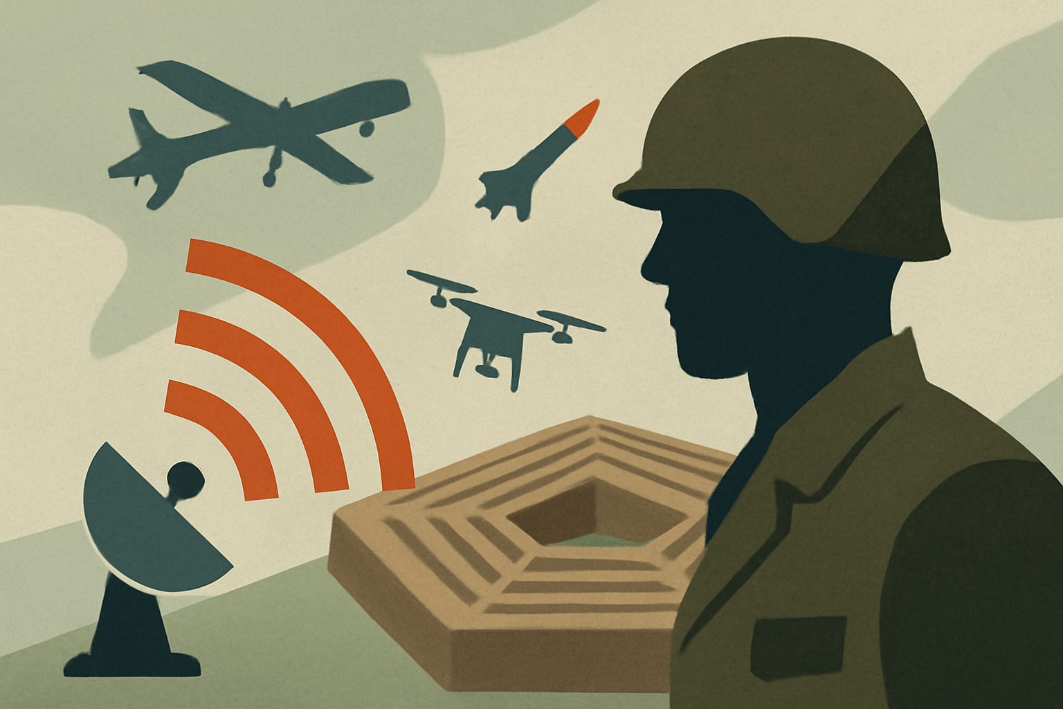 Editorial illustration for: Pentagon and Army Unveil Billions in Counter-Drone Technology Awards
