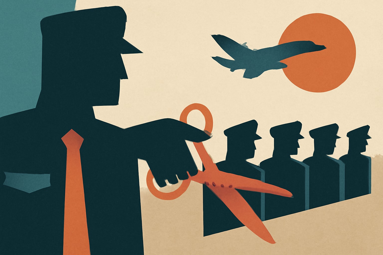 Editorial illustration for: Defense Secretary Hegseth to Cut 20% of Generals and Flag Officers