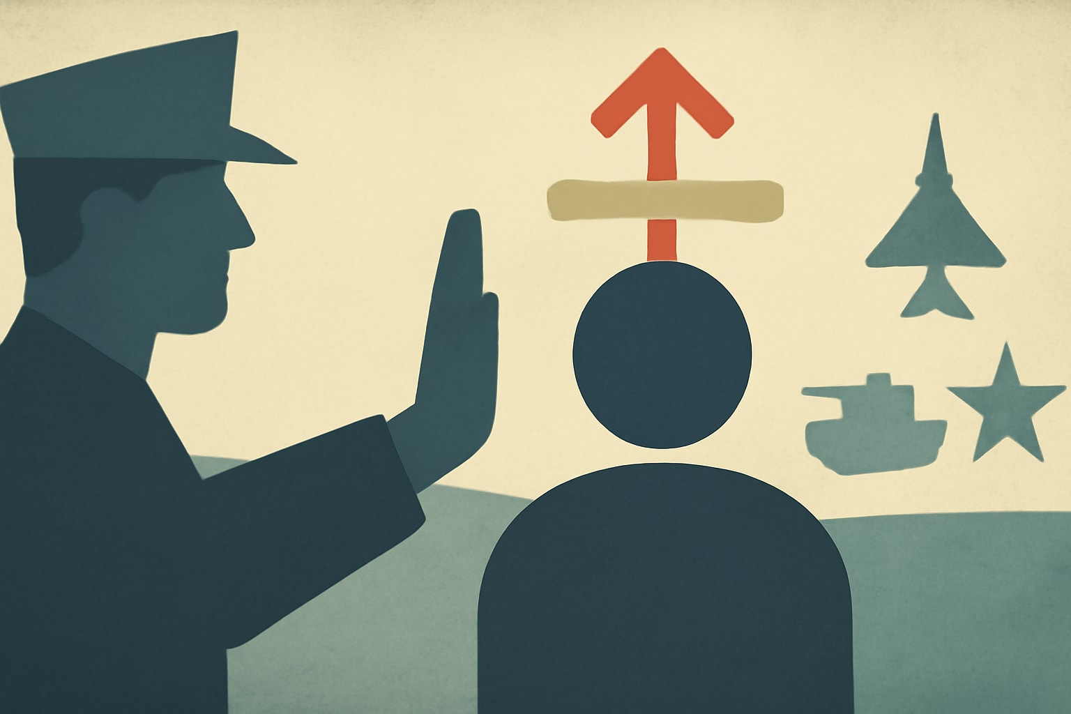 Editorial illustration for: Hegseth Halts Tenure Appointments for Civilian Faculty at Military Academies