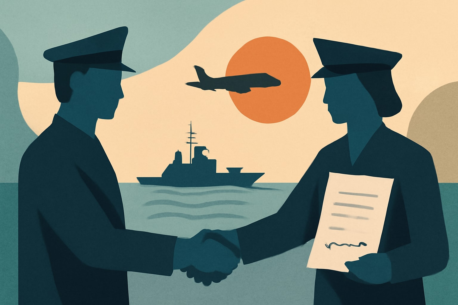 Editorial illustration for: New Zealand and Australia Sign Pact to Deepen Naval Cooperation