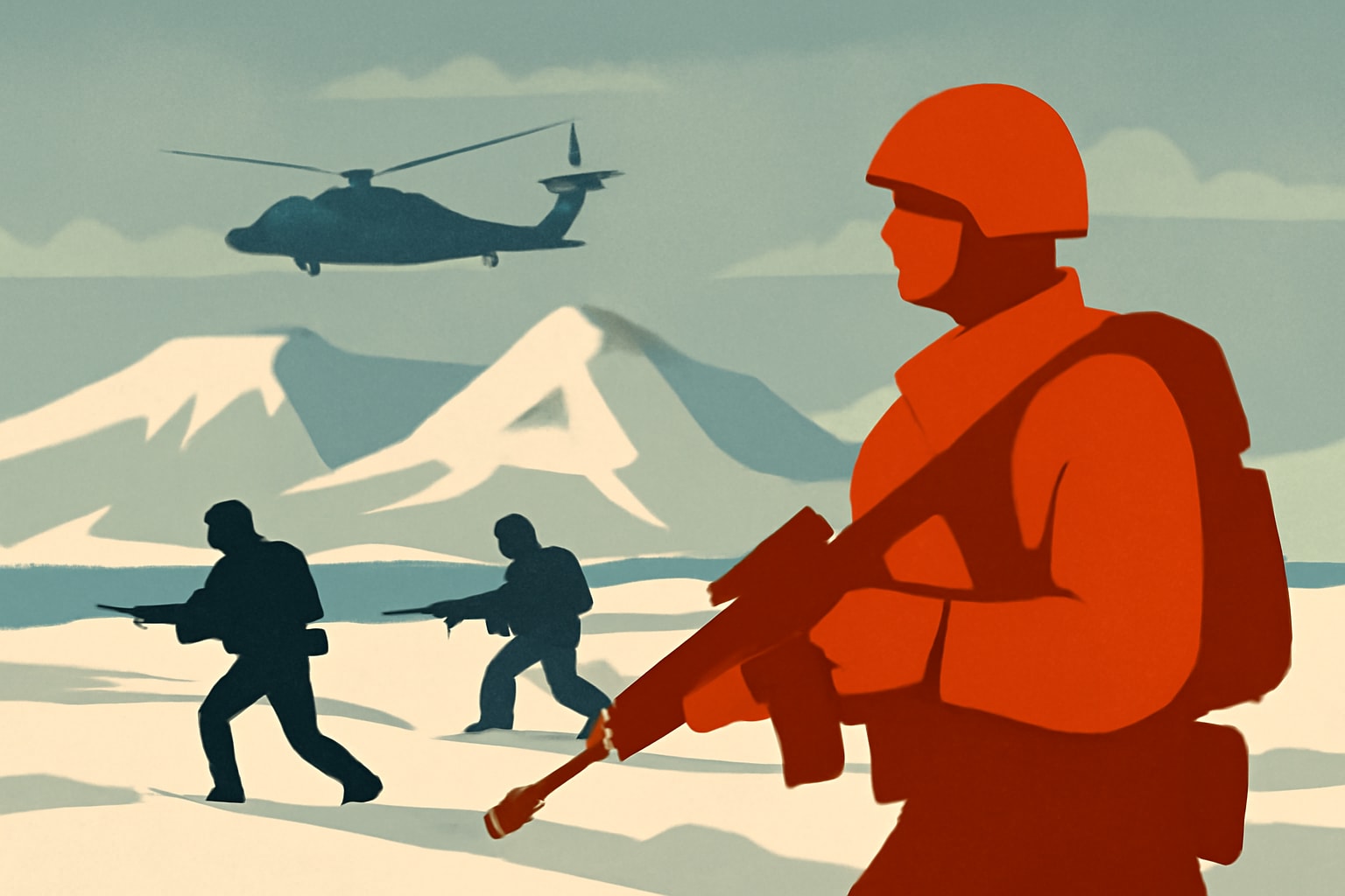 Editorial illustration for: U.S. Marines Engage in NATO Exercise on Remote Arctic Island