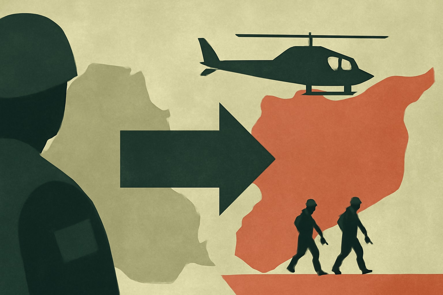 Editorial illustration for: Counter-ISIS Mission in Iraq Concludes as Focus Shifts to Syria