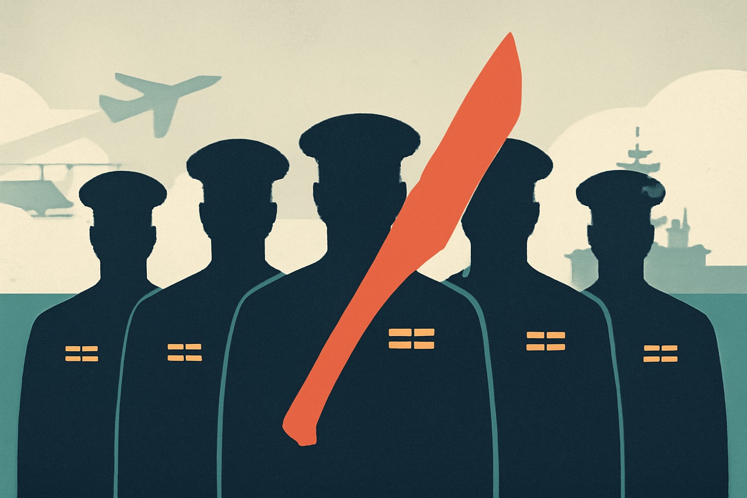 Editorial illustration for: Hegseth Proposes Cutting One-in-Five General and Admiral Positions