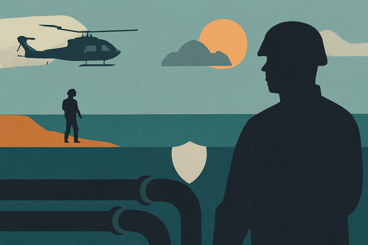 Editorial illustration for: U.S. Marines Deployed to Baltic Sea to Protect Undersea Infrastructure