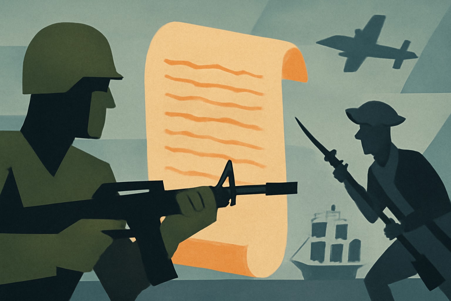 Editorial illustration for: How Marines Defended the Declaration of Independence from British Forces
