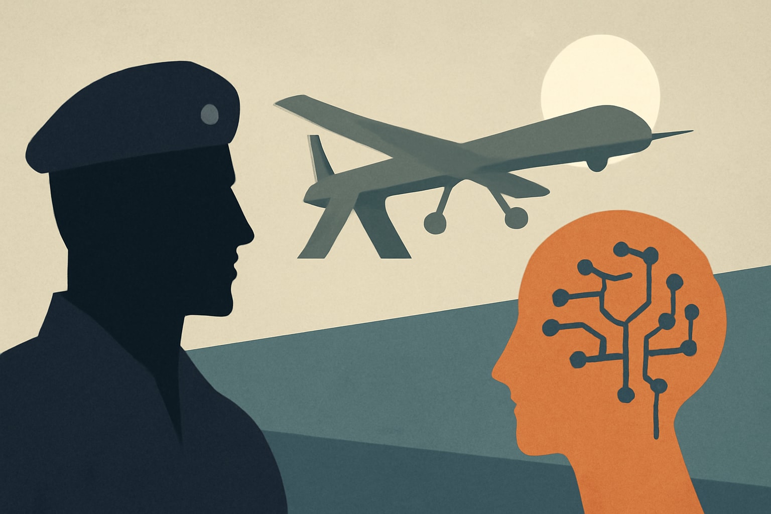 Editorial illustration for: French Air Force Plans AI-Powered Combat Drone Flights by 2028
