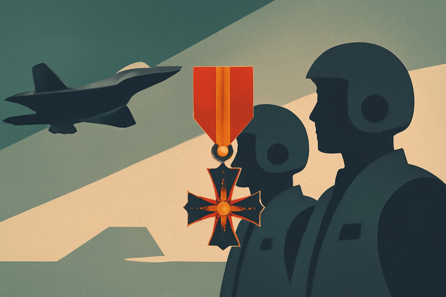 Editorial illustration for: F-22 Pilots Awarded Distinguished Flying Cross for Actions During Midnight Hammer