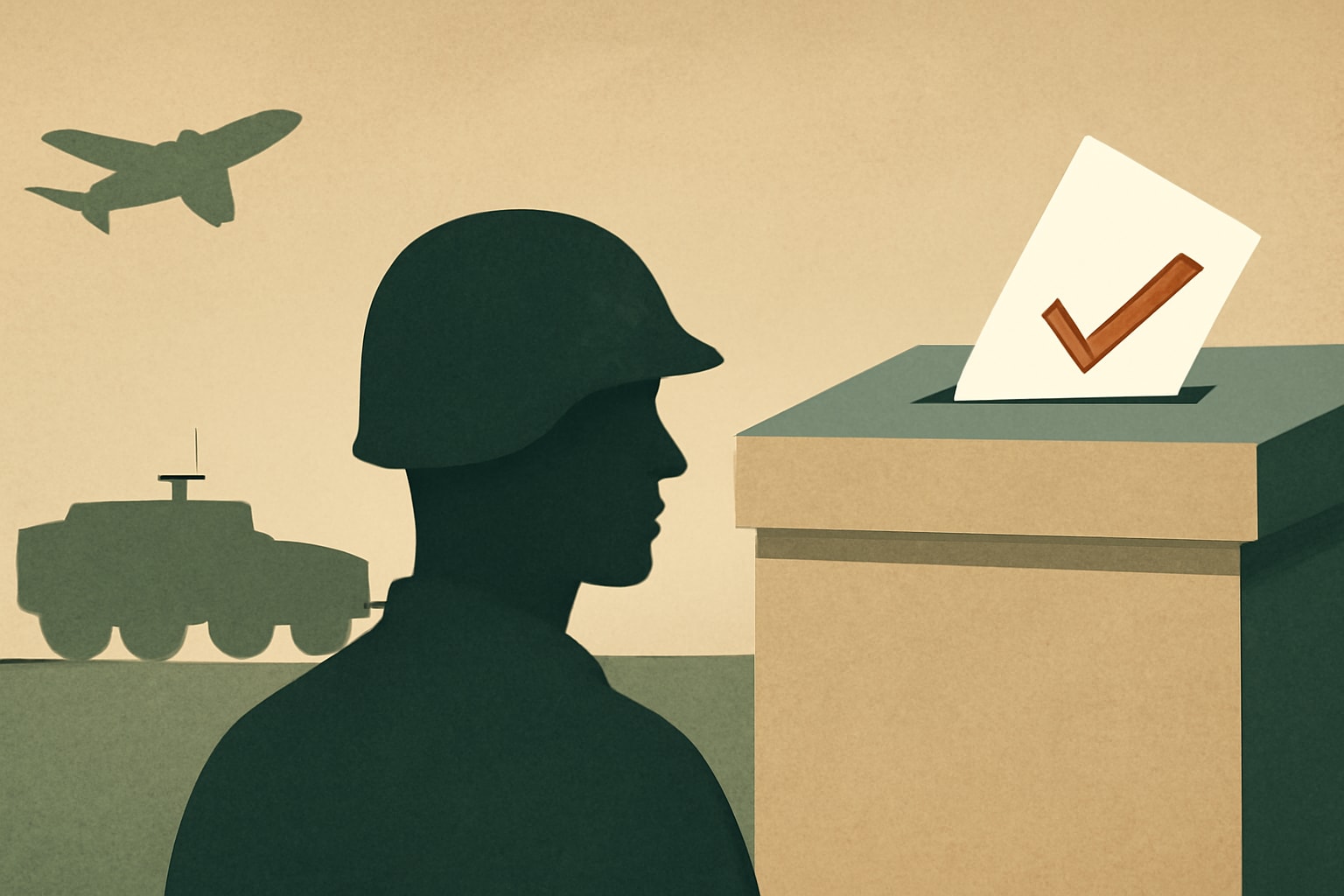 Editorial illustration for: Troops Will Get a Day Off to Vote or Register for November Elections