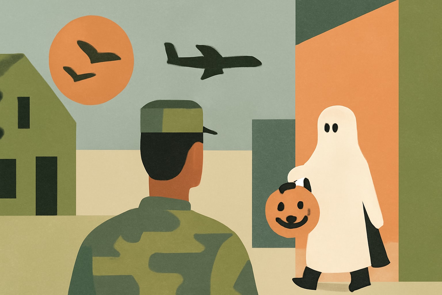 Editorial illustration for: 7 Halloween Tips for Military Families After a PCS