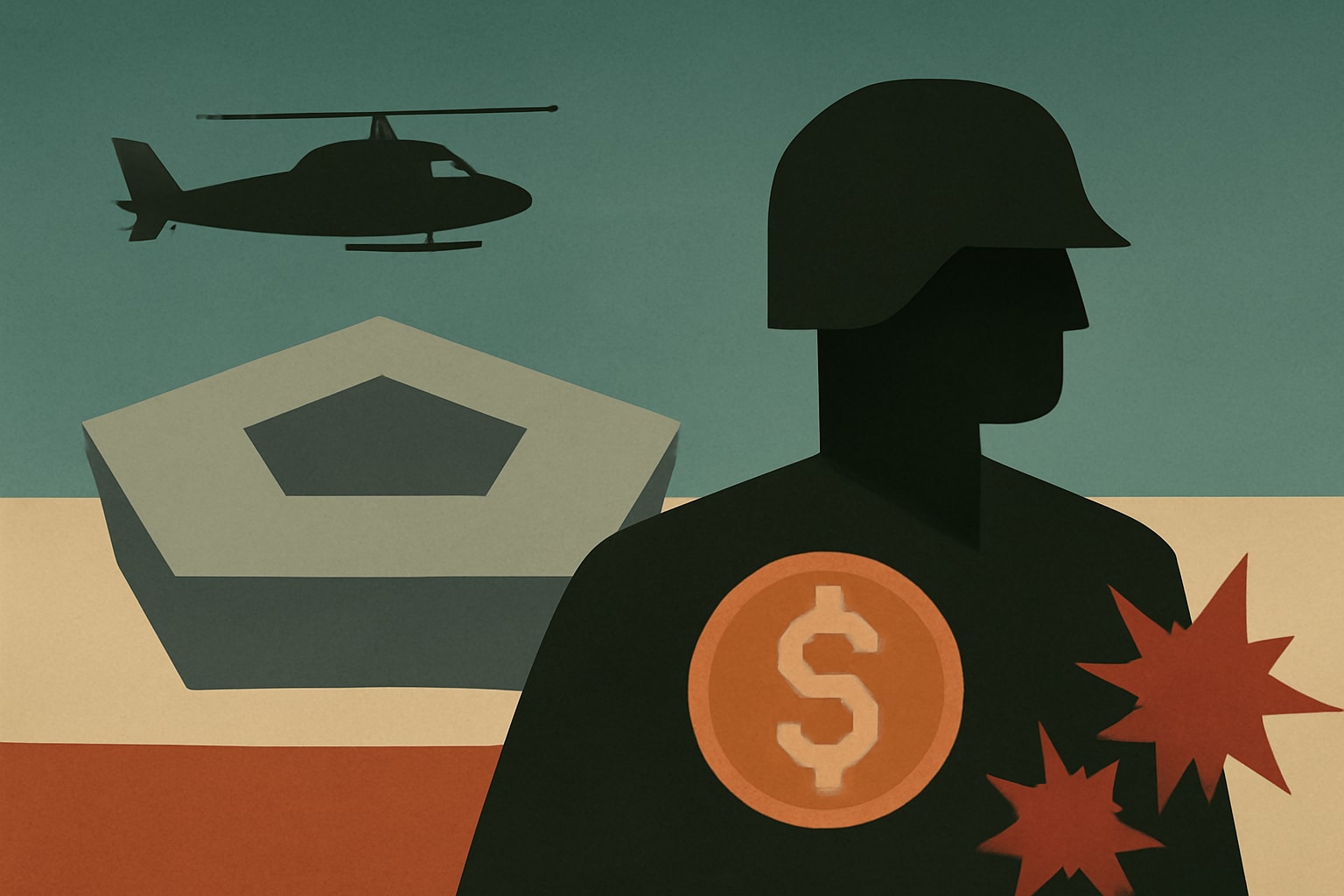 Editorial illustration for: Pentagon Increases Hostile Fire and Danger Pay for Troops