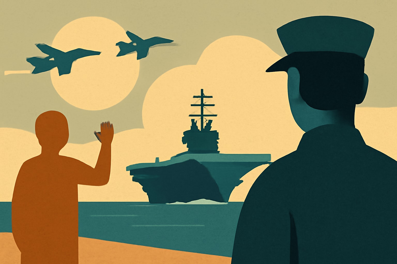 Editorial illustration for: USS Abraham Lincoln Strike Group Begins Homecoming After Deployment