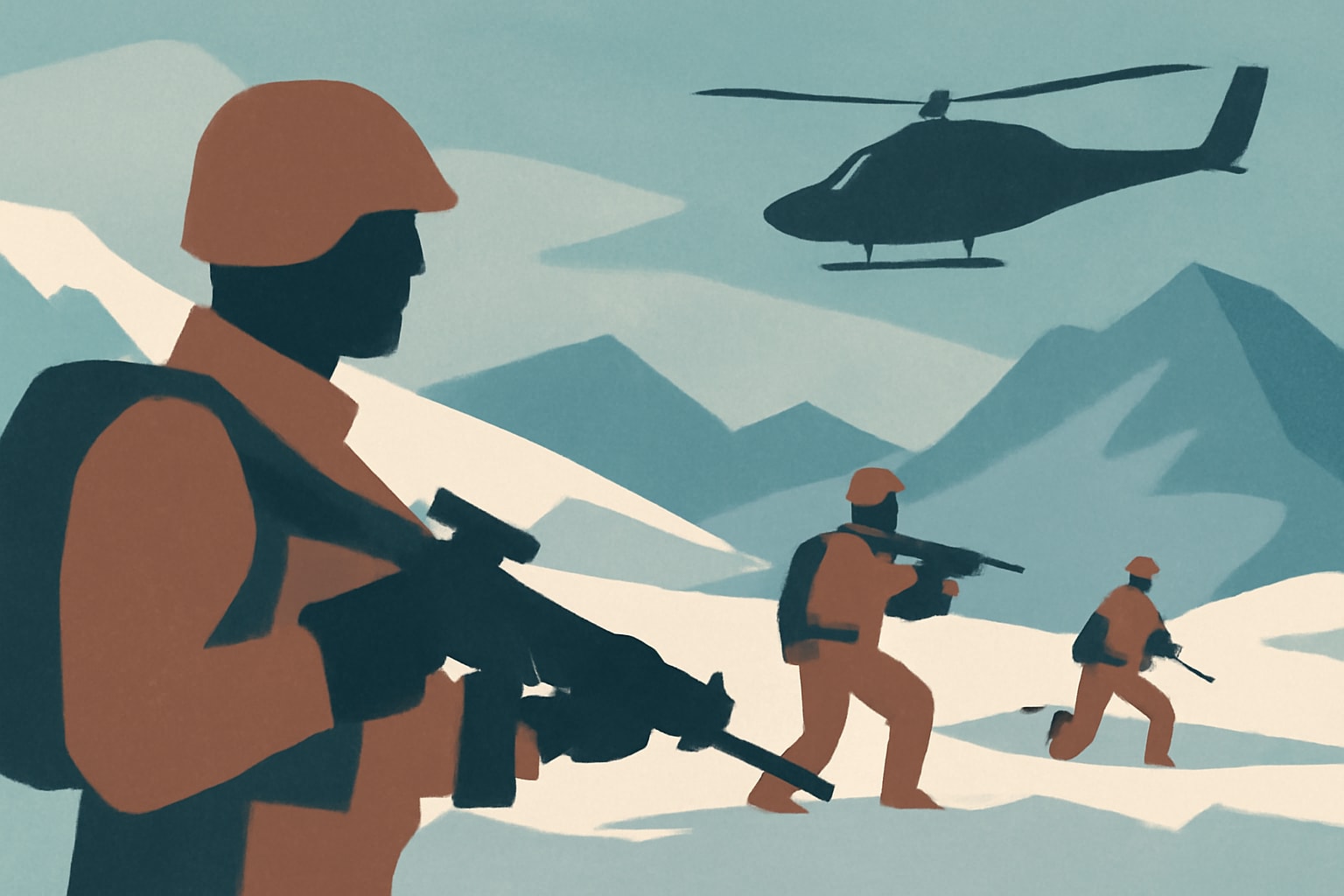 Editorial illustration for: U.S. Marines Engage in NATO Exercise on Remote Arctic Island