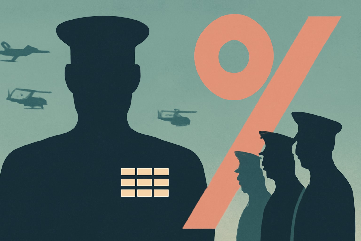 Editorial illustration for: Pentagon Announces 20% Reduction in Senior Officer Positions