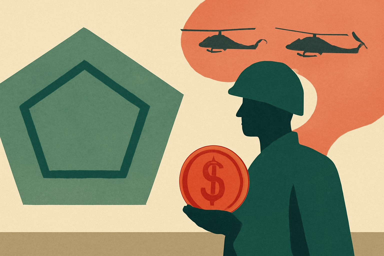 Editorial illustration for: Pentagon Raises Danger Pay for Troops for First Time Since 2002
