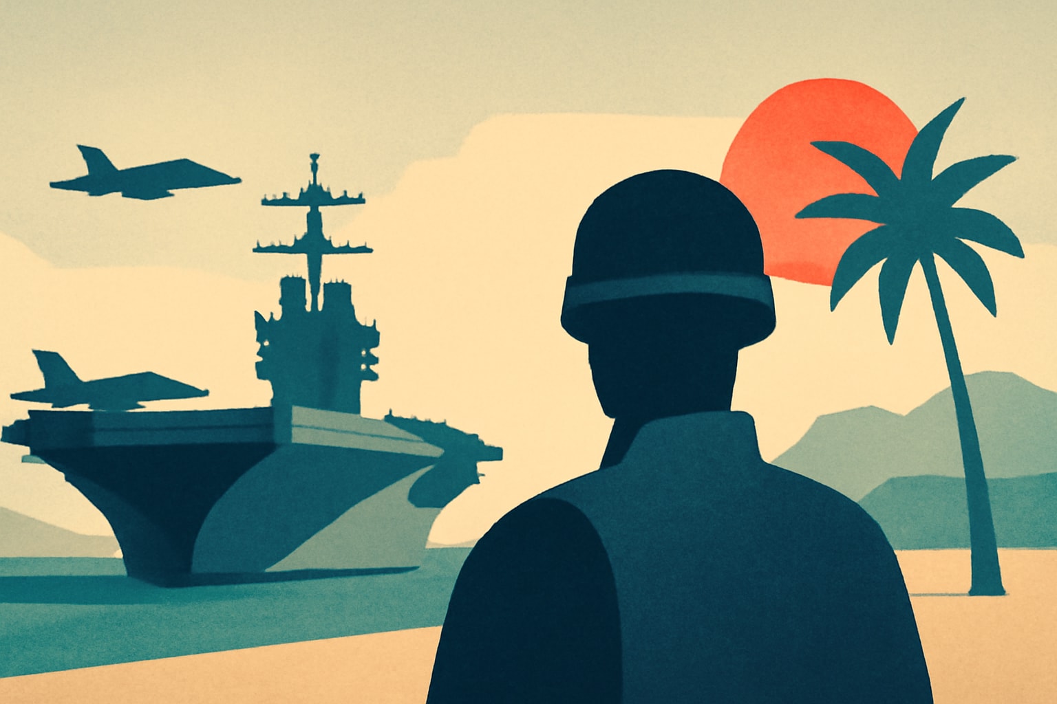 Editorial illustration for: USS George HW Bush Aircraft Carrier Docks in Thailand After Middle East Operations