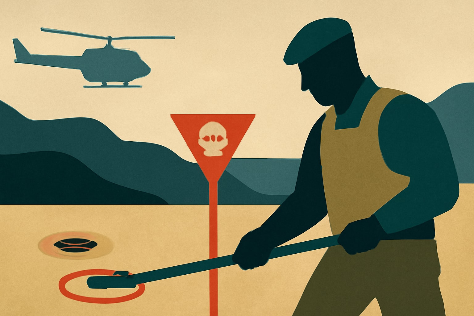 Editorial illustration for: Green Beret Who Survived an IED Now Clears Ukraine’s Landmines