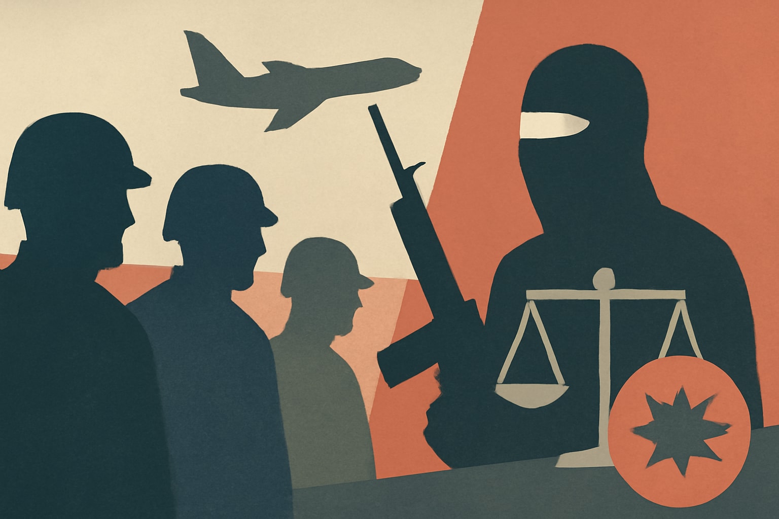Editorial illustration for: Jury Deliberates Trial of Alleged ISIS Militant in Kabul Airport Bombing
