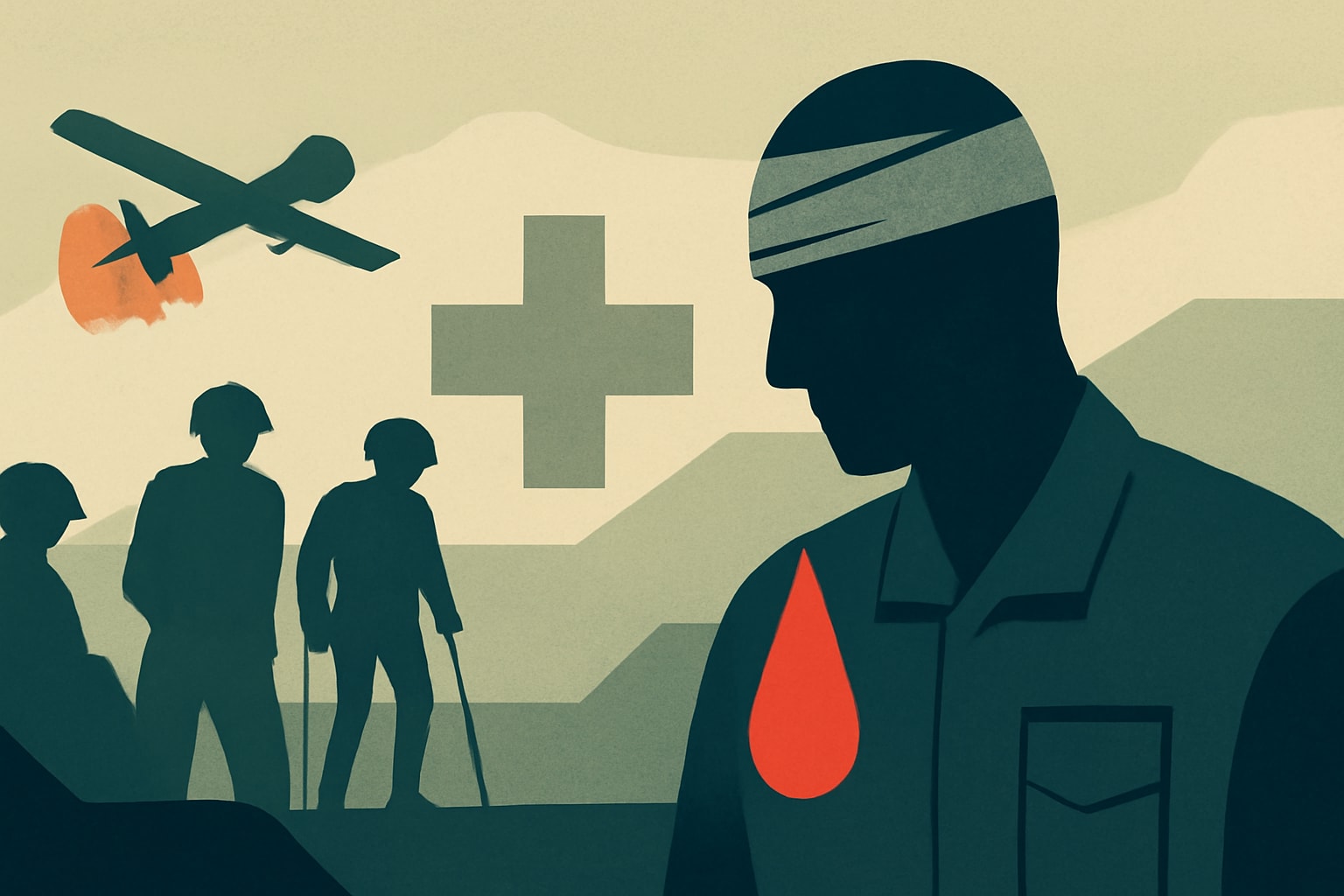 Editorial illustration for: Wounded Soldiers Criticize Military Medical System After Iranian Drone Strike