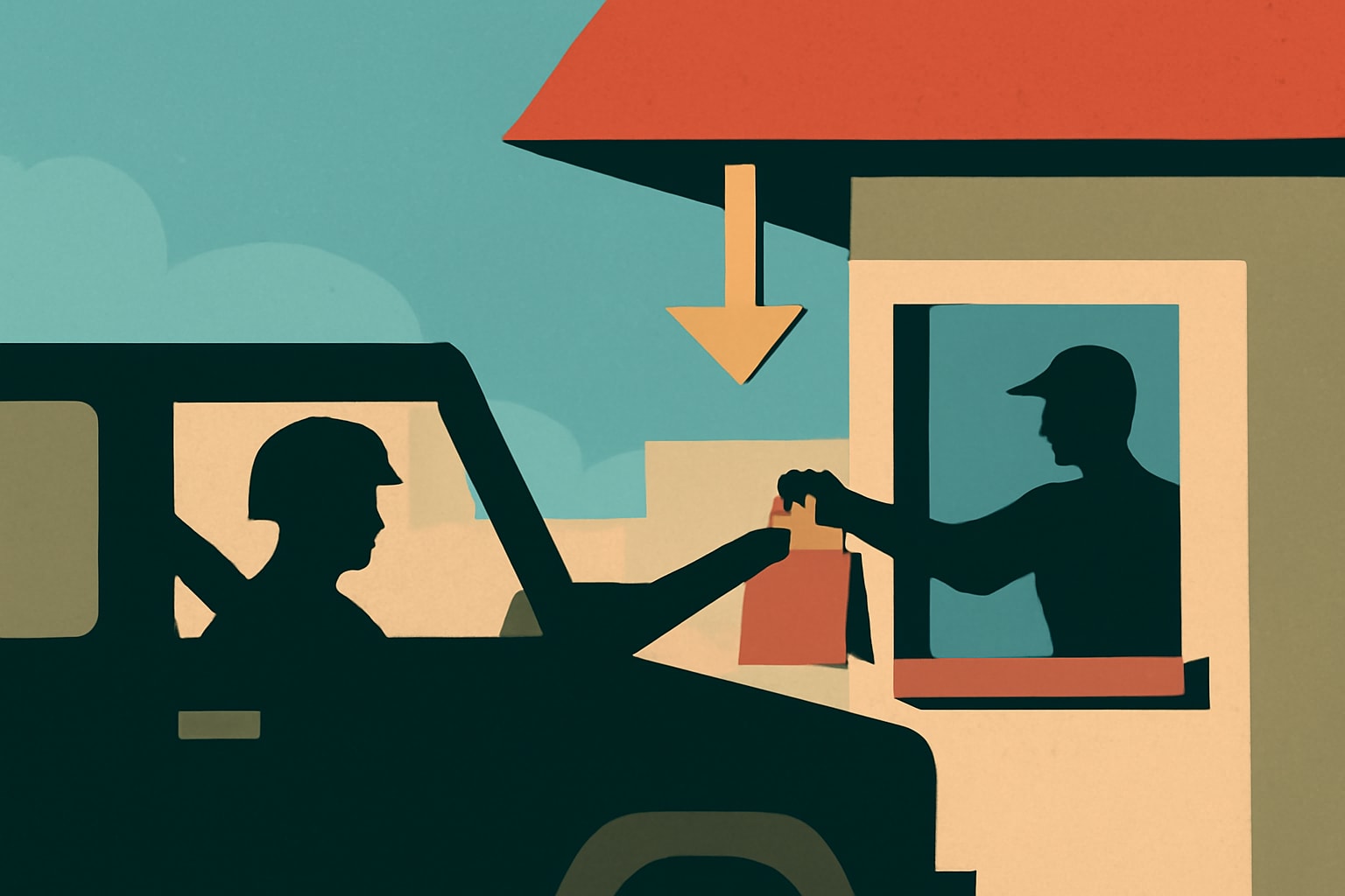 Editorial illustration for: Camp Pendleton Opens New Dining Hall Drive-Thru for Quick Meals