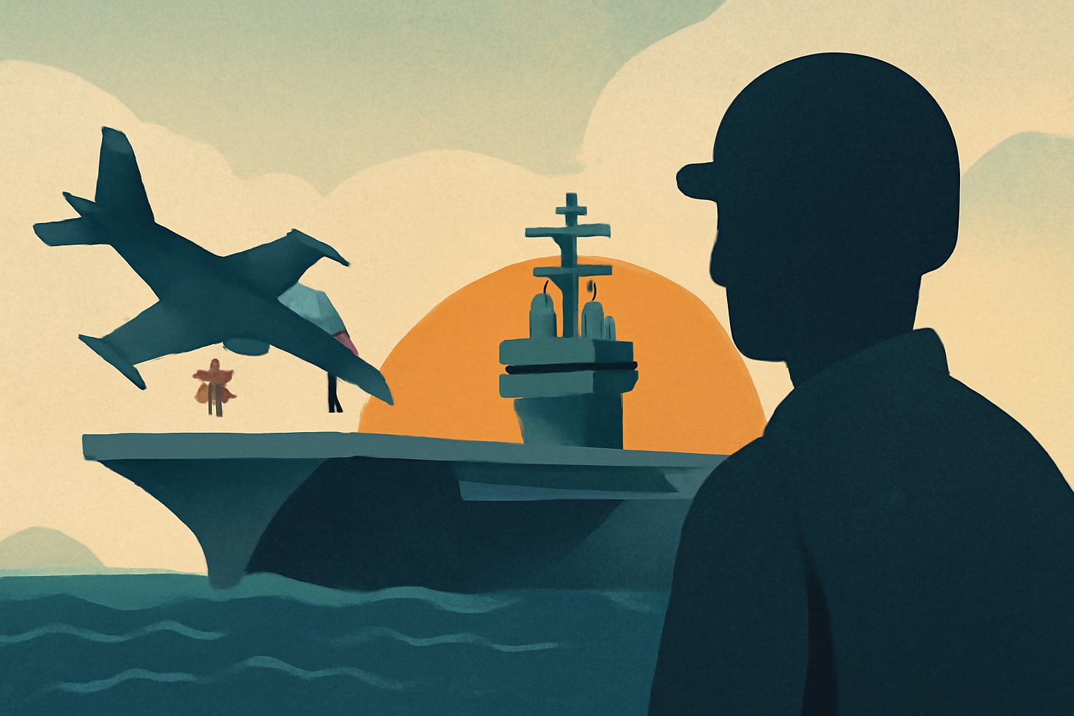 Editorial illustration for: USS Dwight D. Eisenhower Returns to Port After Aircraft Mishap